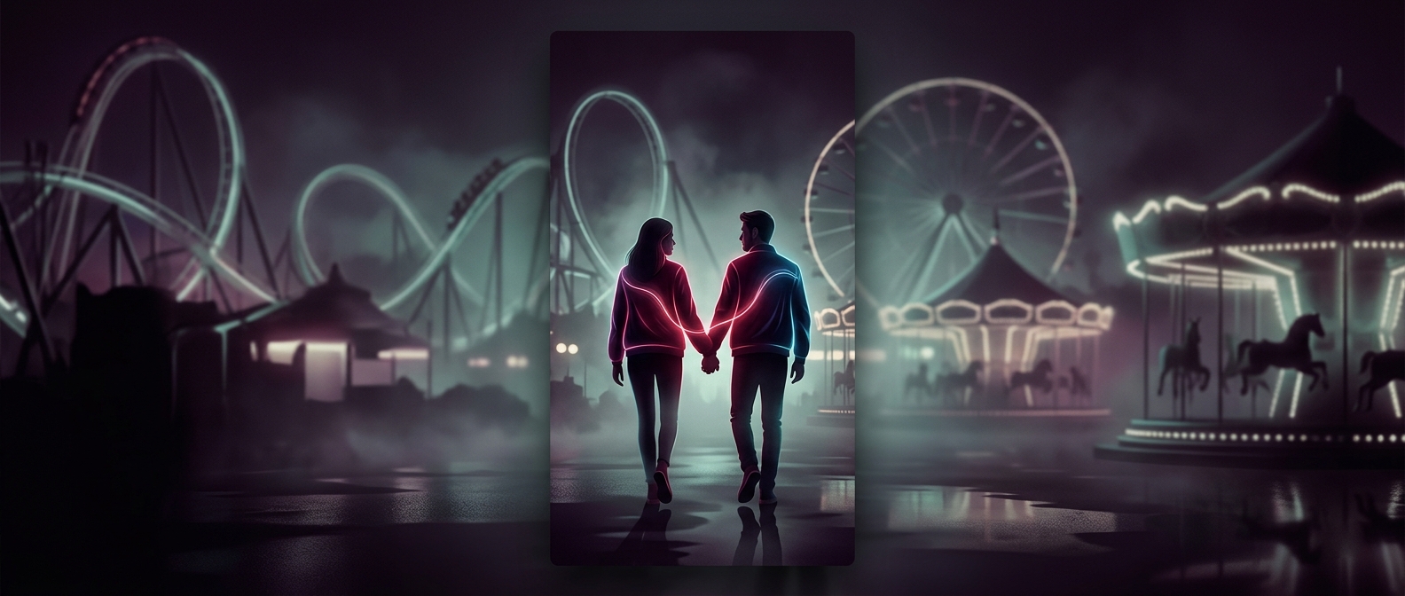 Couples matching outfits at amusement parks just to show everyone they are together.