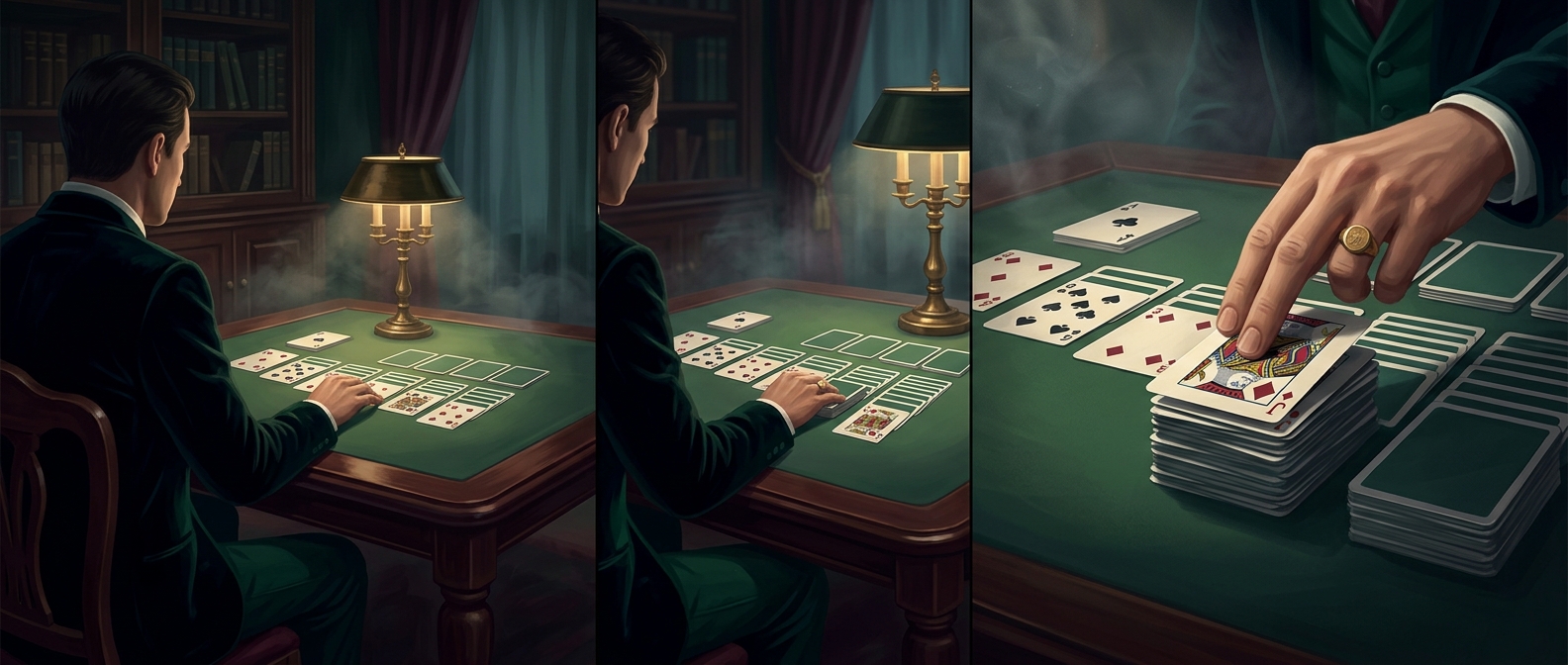 Standard Klondike Solitaire layouts hide 28 total cards