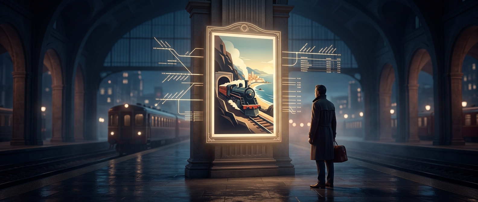 Travel posters once looked like giant train schedules