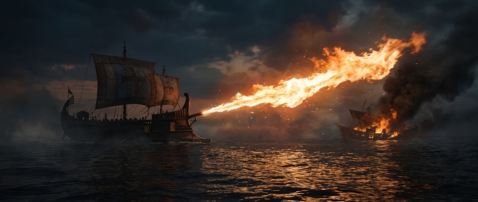 Greek Fire burned on seawater