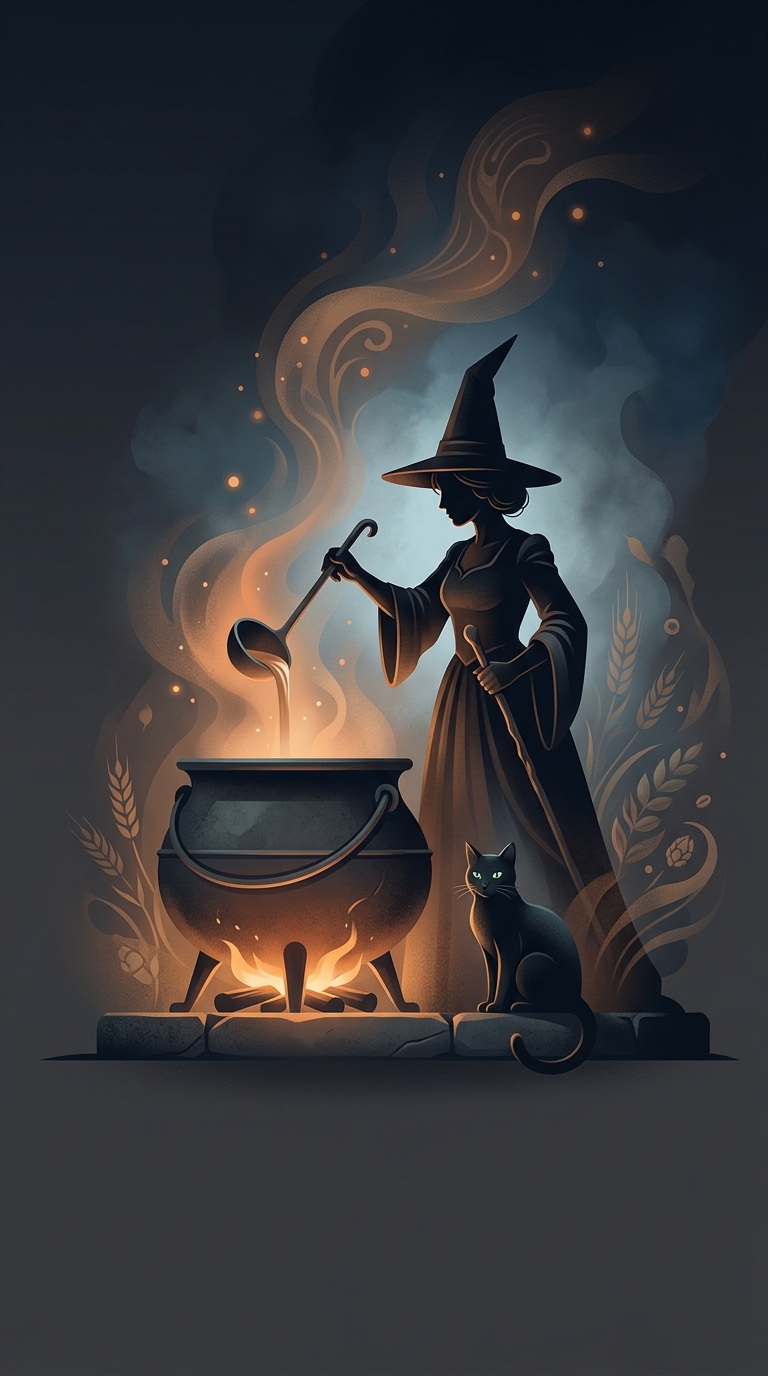 Medieval women who brewed beer wore tall pointy hats and kept cats to protect grain, which heavily inspired the modern cultural depiction of evil witches.
