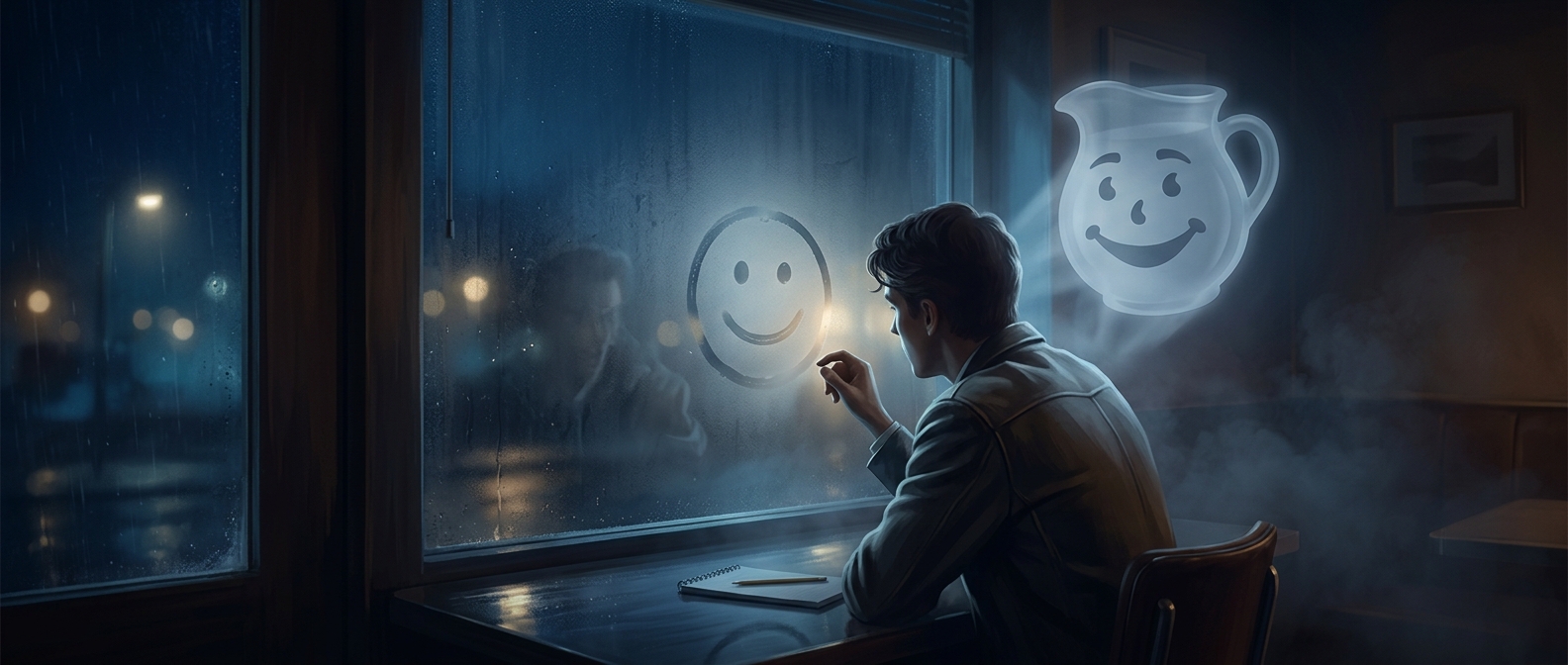 Kool-Aid Man придумали по рисунку на окне