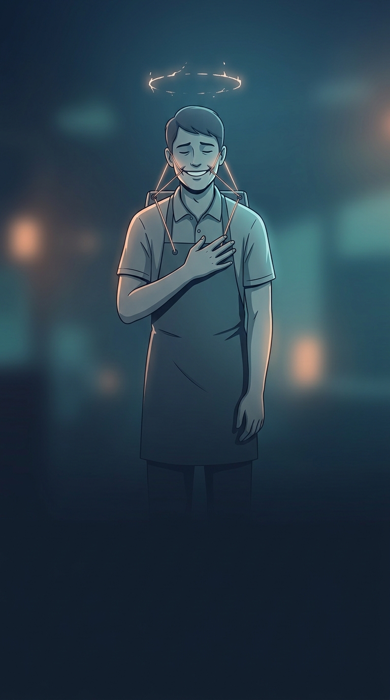 What happens to retail and customer service workers who are forced to smile constantly during long shifts?