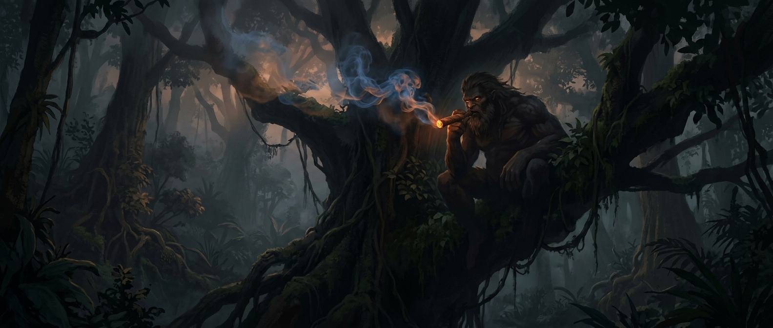 Kapre is a giant tree dweller smoking huge cigars