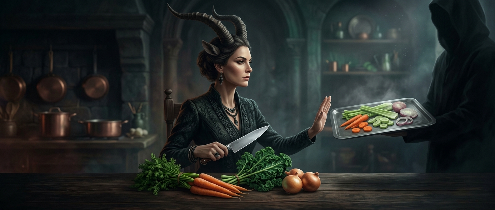 Capricorn absolutely refuses to eat pre-chopped vegetables