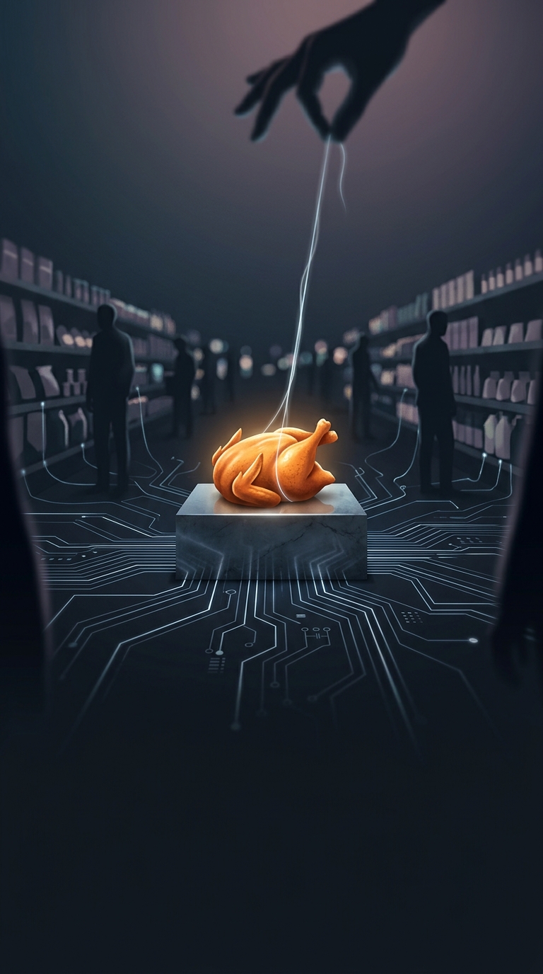 What is the ruthless financial strategy behind supermarkets selling hot roasted chickens at a massive loss?
