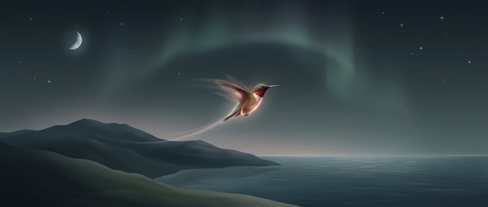 Ruby-throated hummingbirds fly continuously across borders