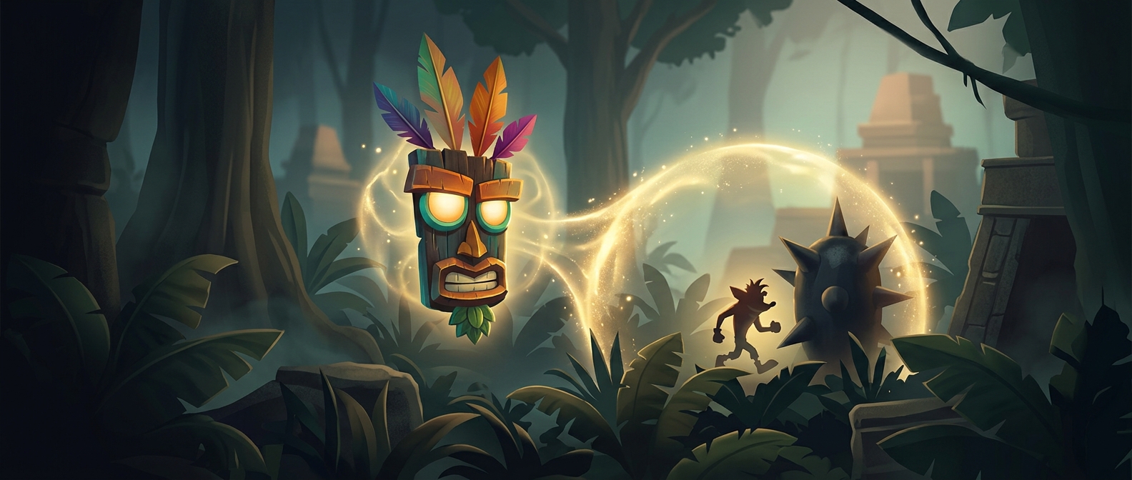 Aku Aku is a floating wooden mask that grants invincibility
