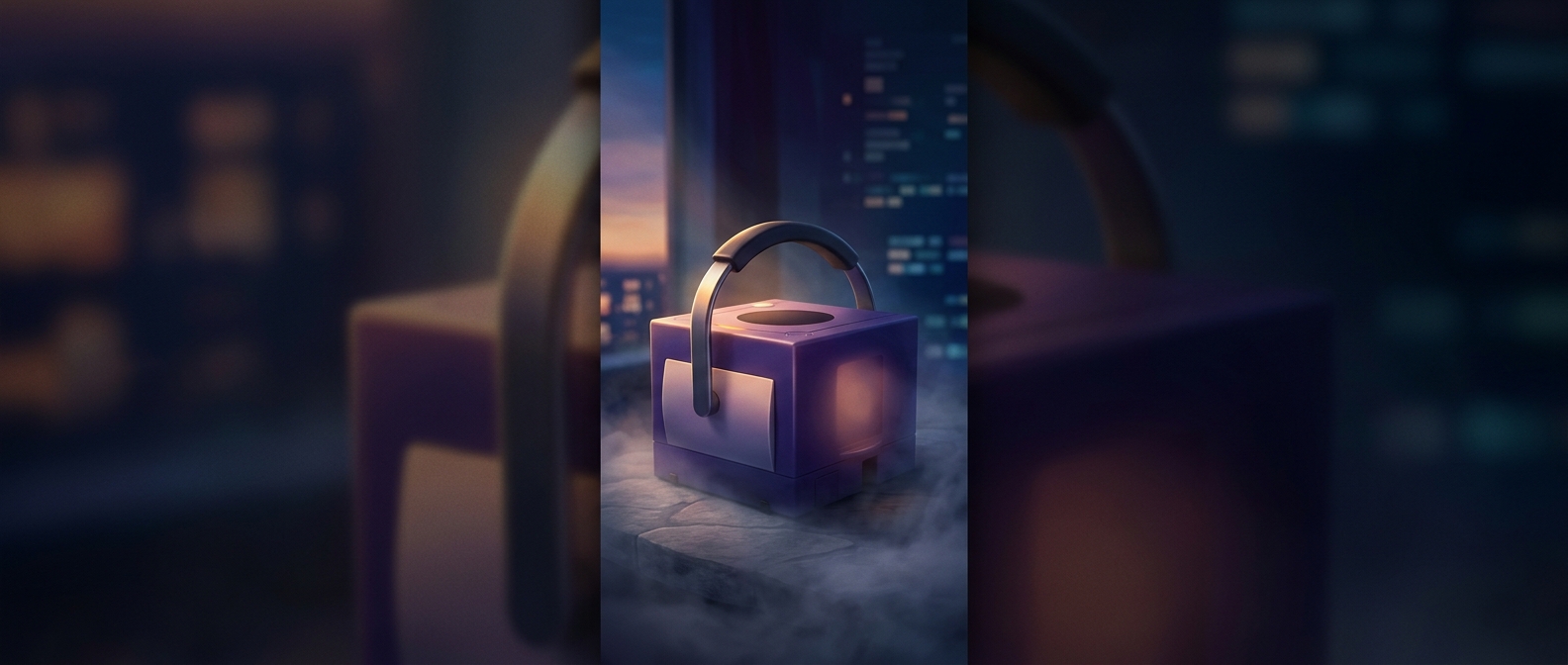 GameCube оснащен ручкой для переноски, как у коробки для ланча