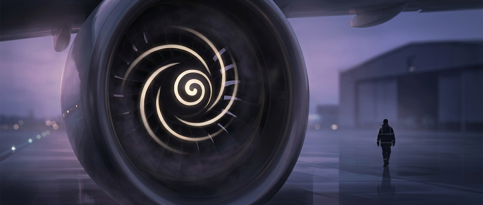 Why airplane engines have swirling cones