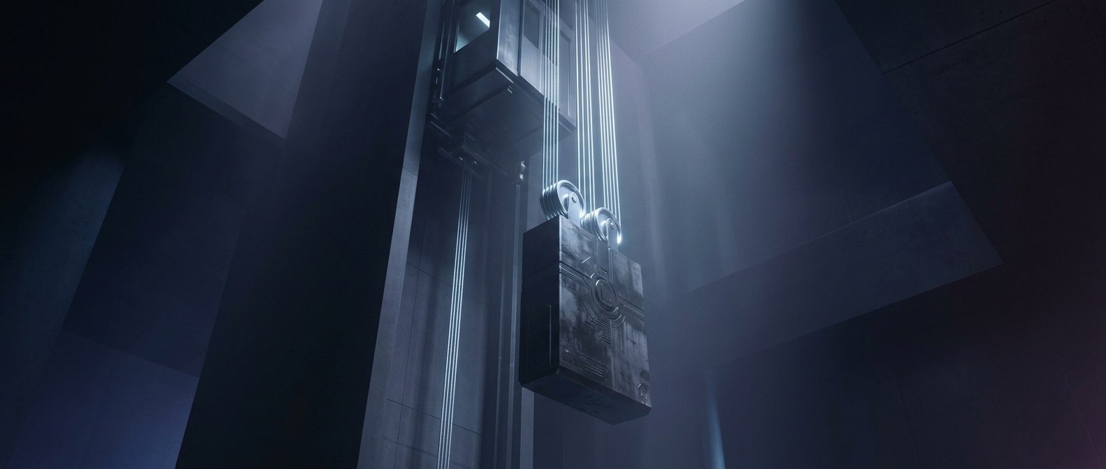 Elevators pull heavy metal blocks to assist the main motor