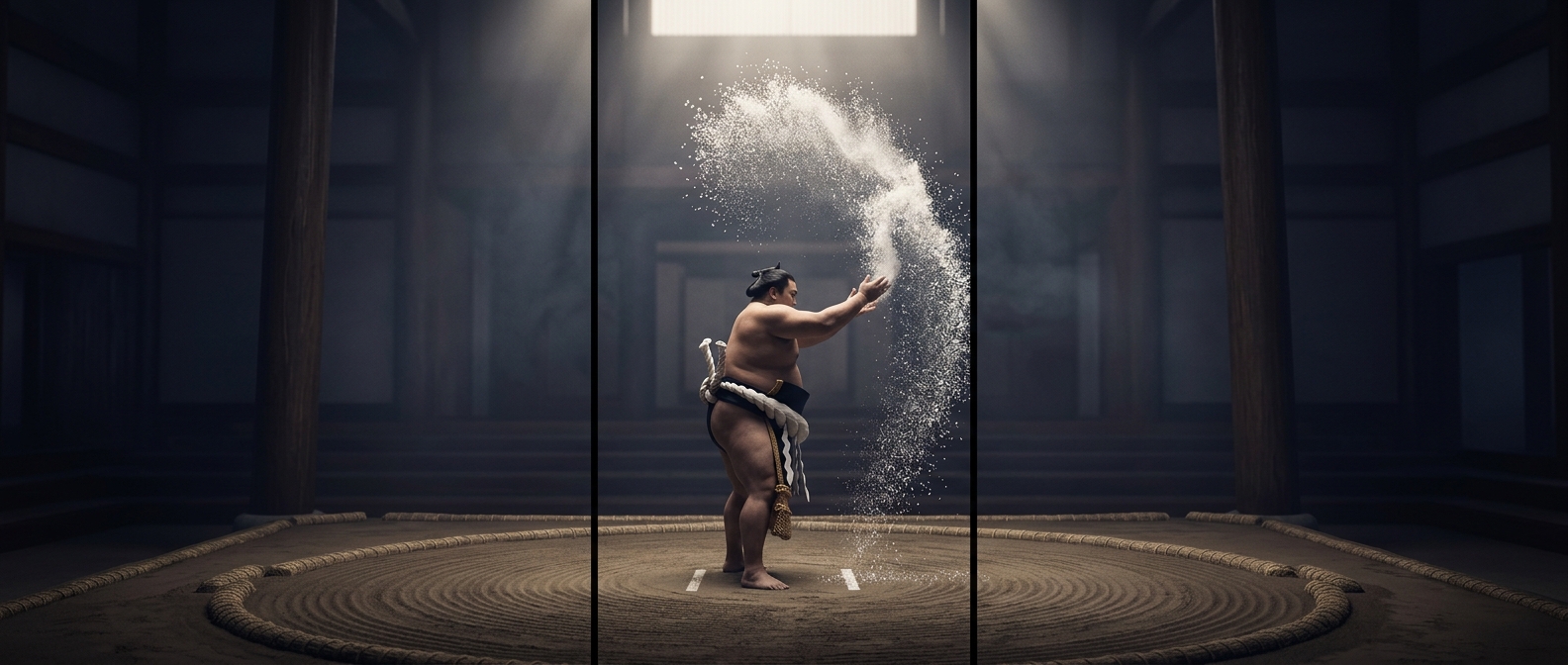 Why sumo wrestlers throw salt before a match