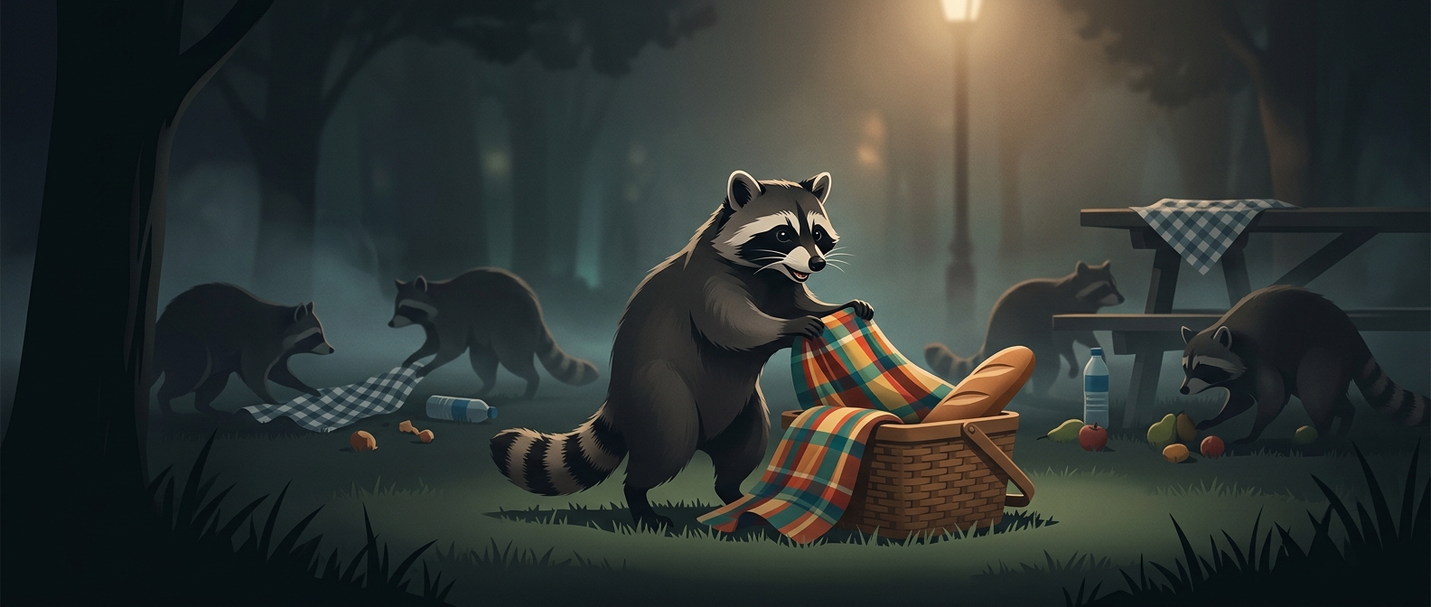 Raccoons boldly steal from picnickers across North America