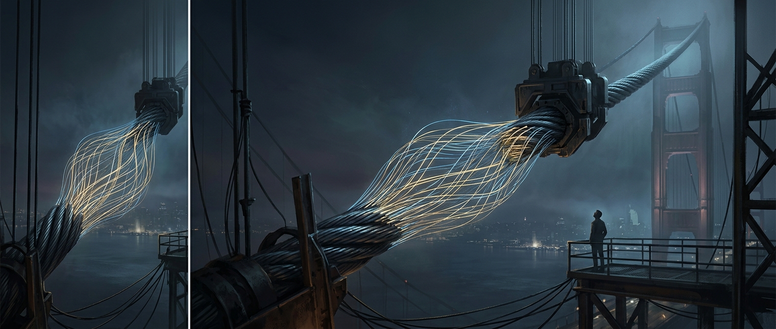 Those giant bridge cables are bundles of tiny wires
