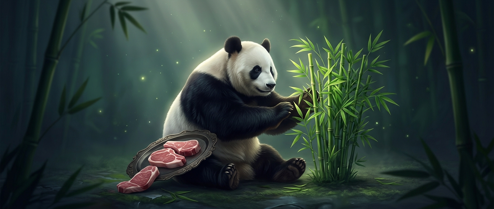 Pandas eat bamboo with a carnivore's digestive system