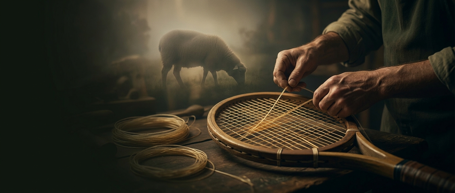 Tennis rackets were once strung with sheep intestines