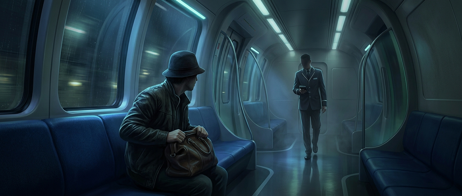 Panic of the ticket inspector approaching slowly