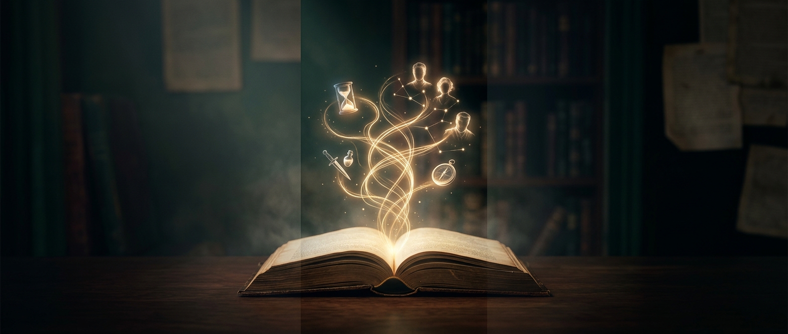 Книжные страницы магически открываются на важных деталях сюжета