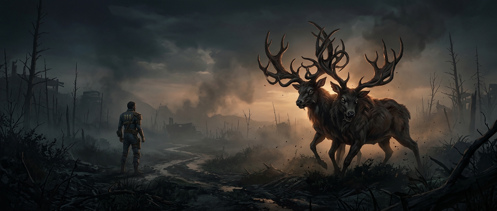В Fallout 4 встречаются невероятно агрессивные мутировавшие двуглавые олени