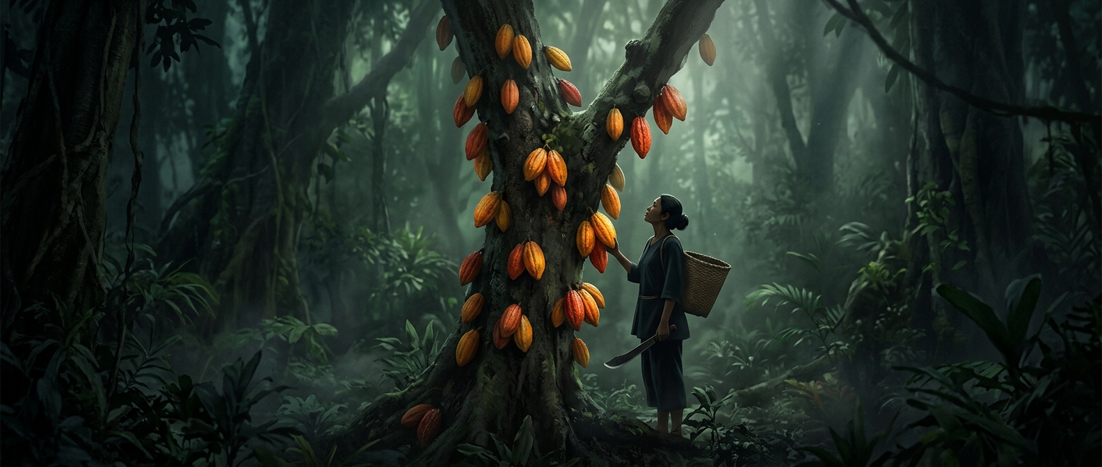 Chocolate pods grow straight from the trunk