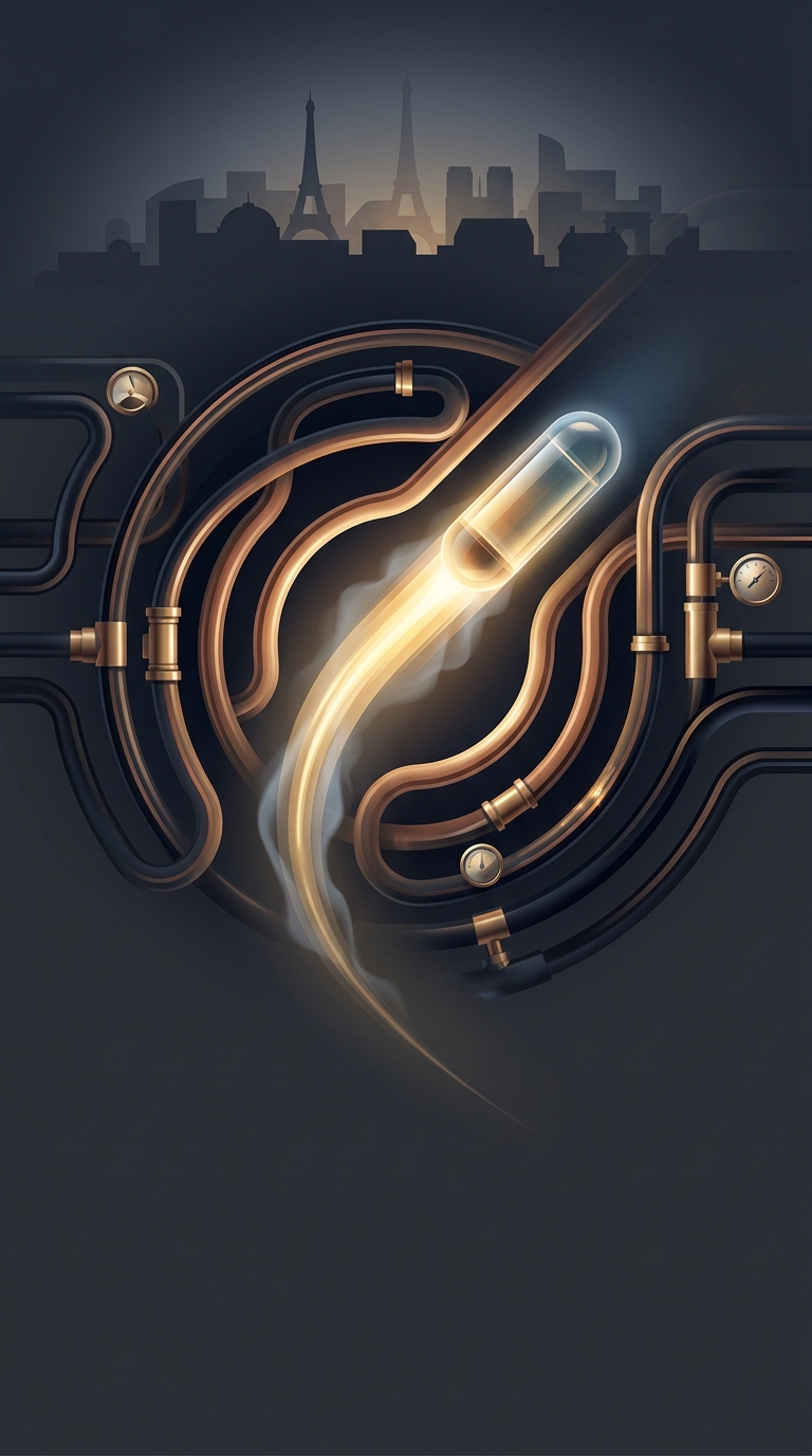 Paris operated a massive pneumatic tube network starting in 1866 that relied on pressurized air to blast cylindrical canisters of mail beneath the city streets.