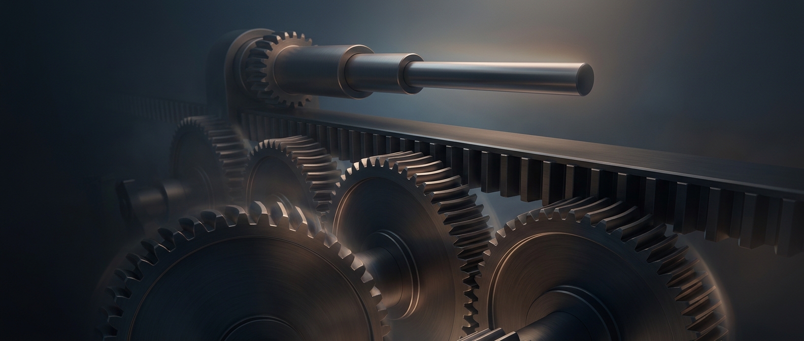 Straight gears translate endless spinning into pushing