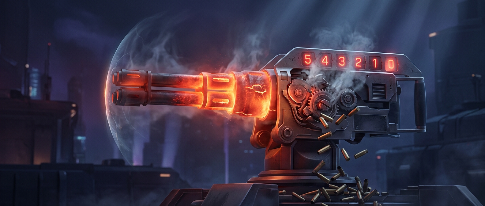 Mounted turrets overheat and jam in five seconds