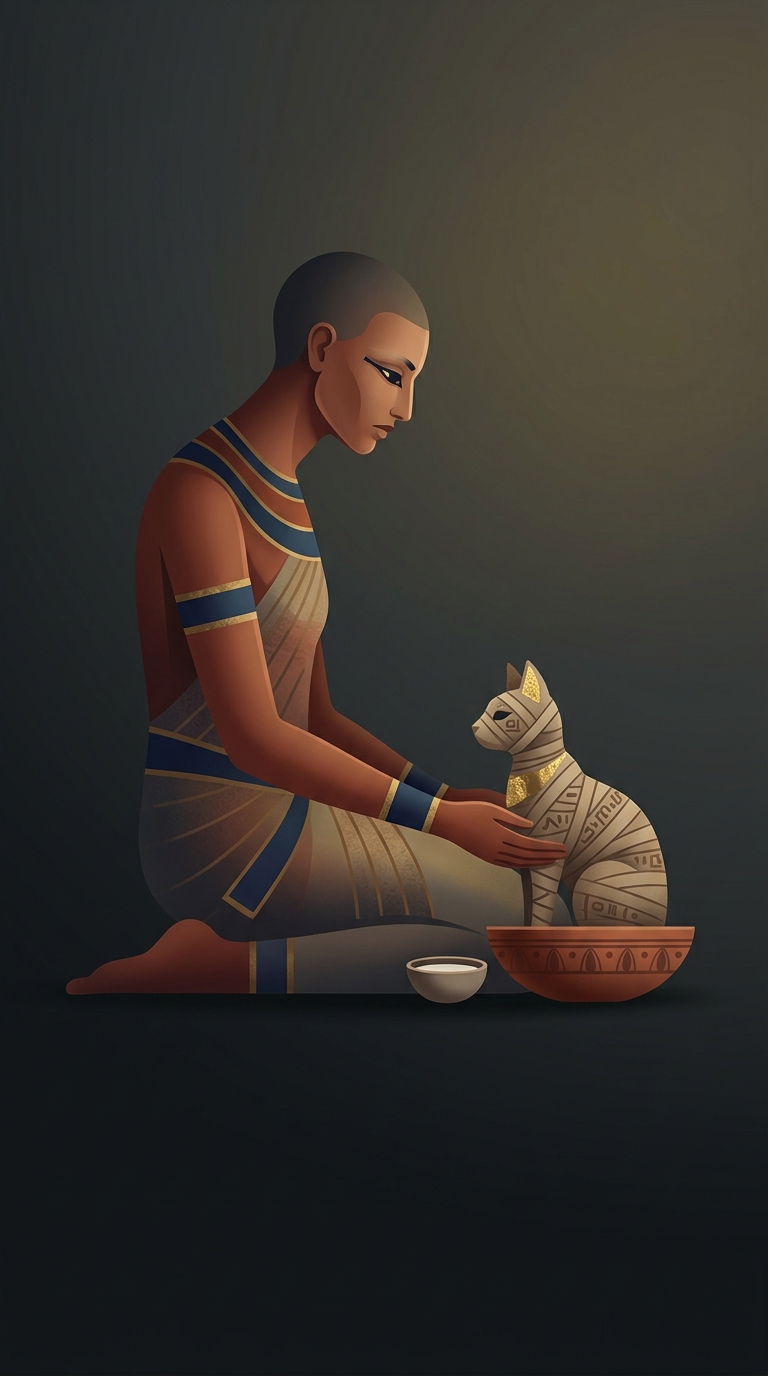 Ancient Egyptians revered their feline companions so deeply that when a family pet cat died of natural causes, all the inhabitants of the house would shave off their own eyebrows in a dramatic display of mourning.