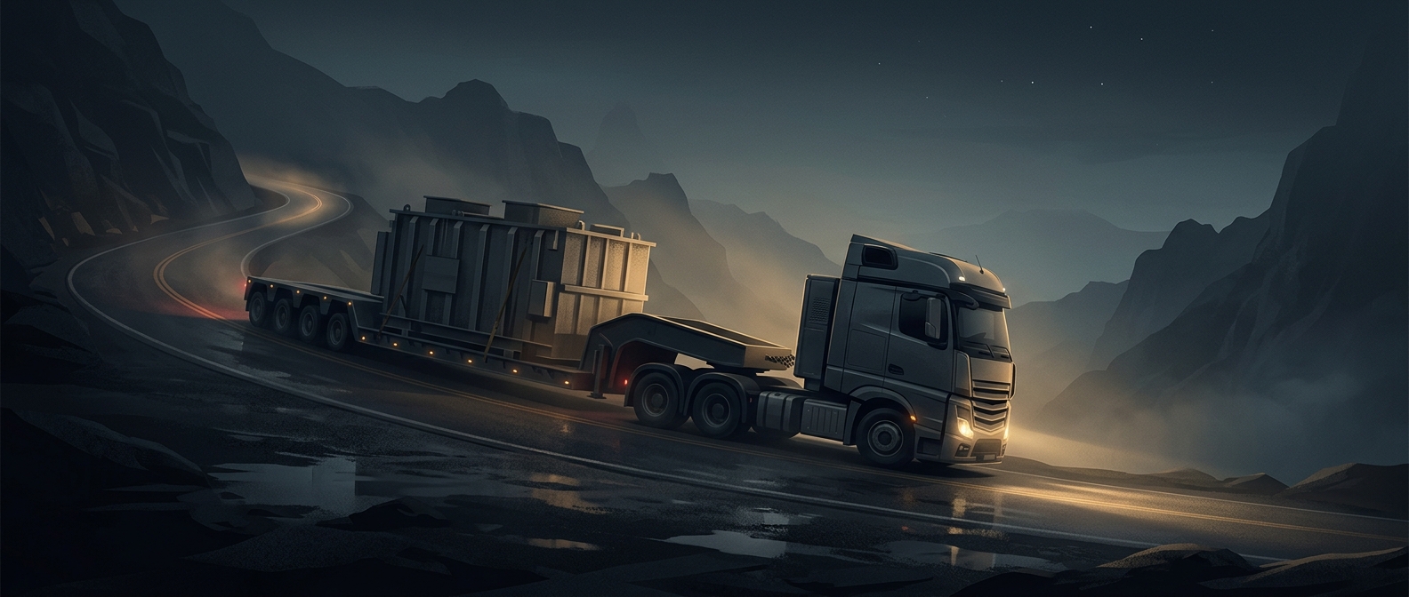 Prime movers pull heavy trailer loads