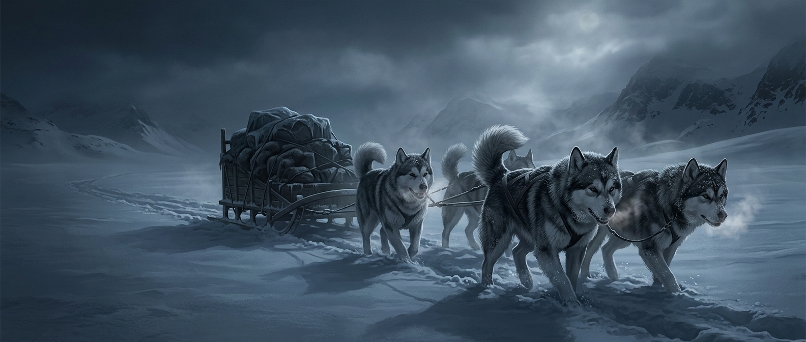 Alaskan Malamutes pull heavy freight over speed