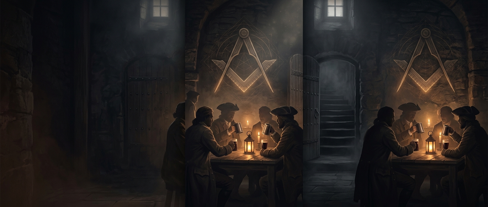 Early freemasons adopted mystical architectural metaphors mainly to network and drink away from their wives