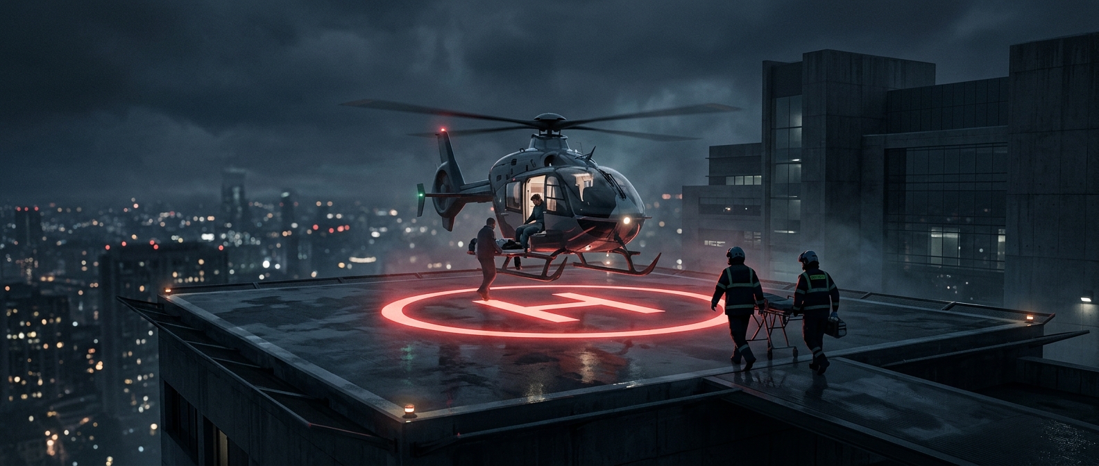 Hospital helipads are painted with a red cross or an H