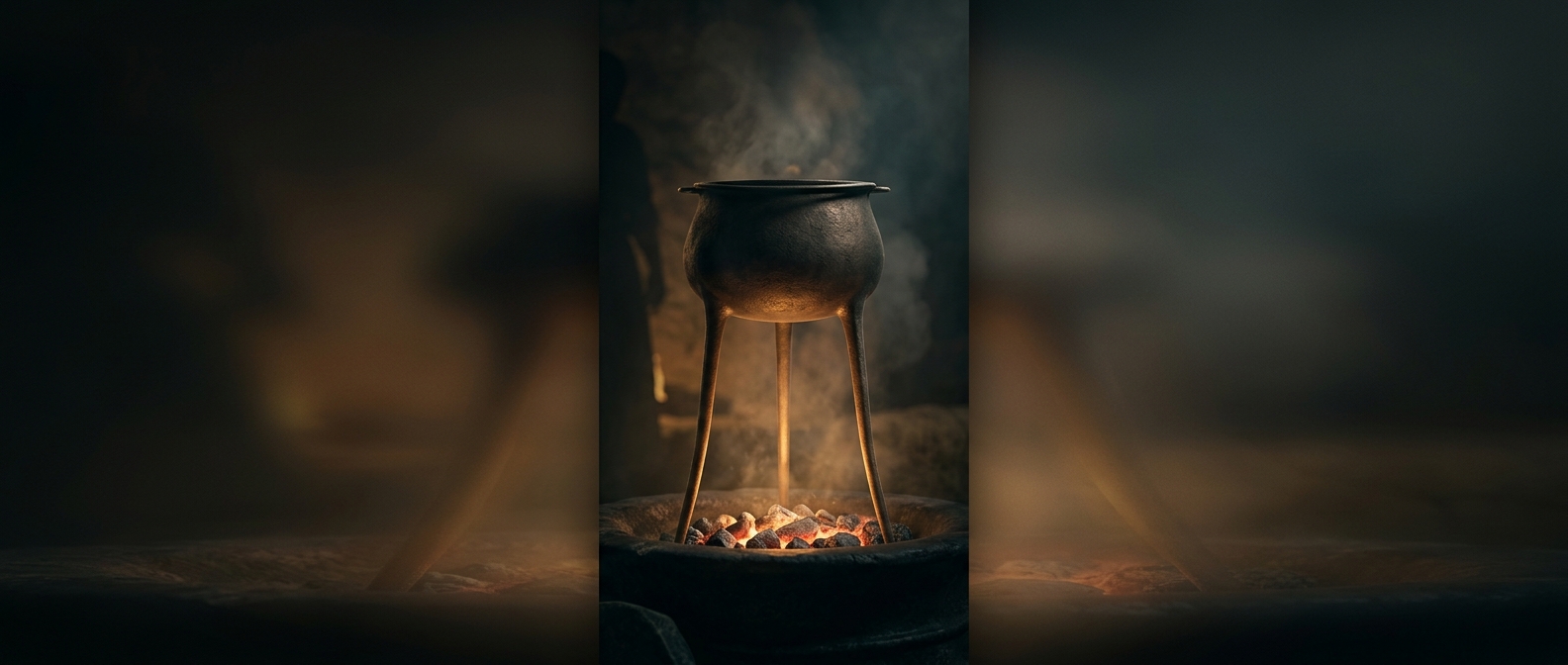 Early cooking pots had long legs to stand over hot coals