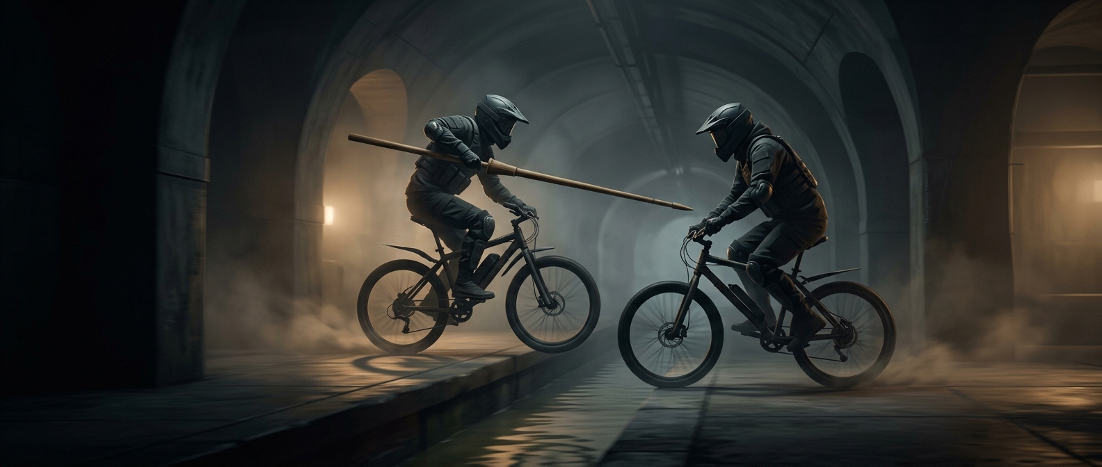 The sport where cyclists joust with giant poles