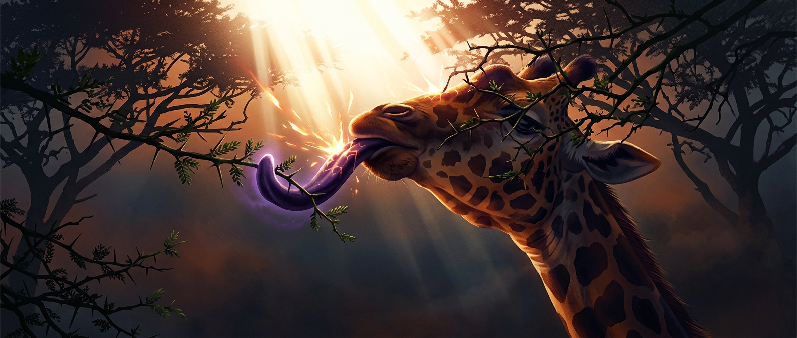 Why giraffes have purple tongues
