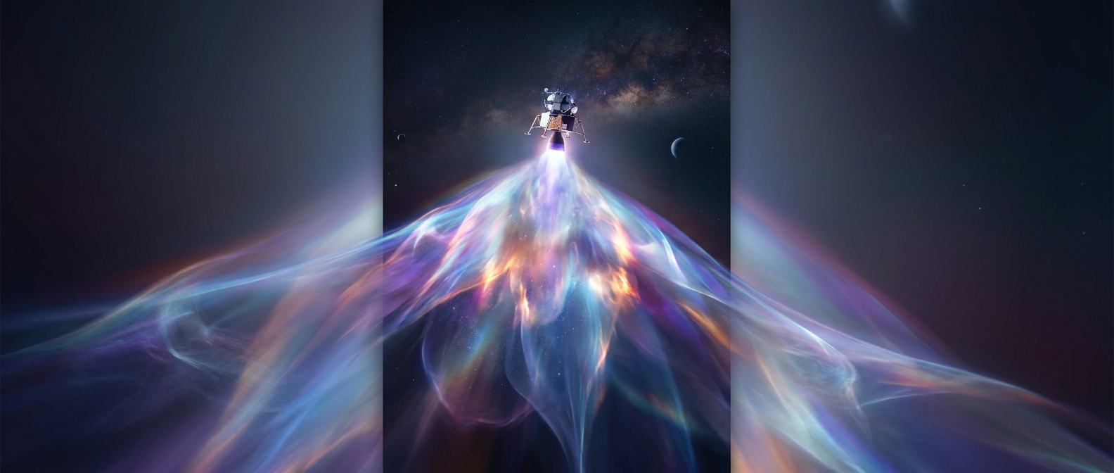 Rocket exhaust plumes expand wildly in a vacuum