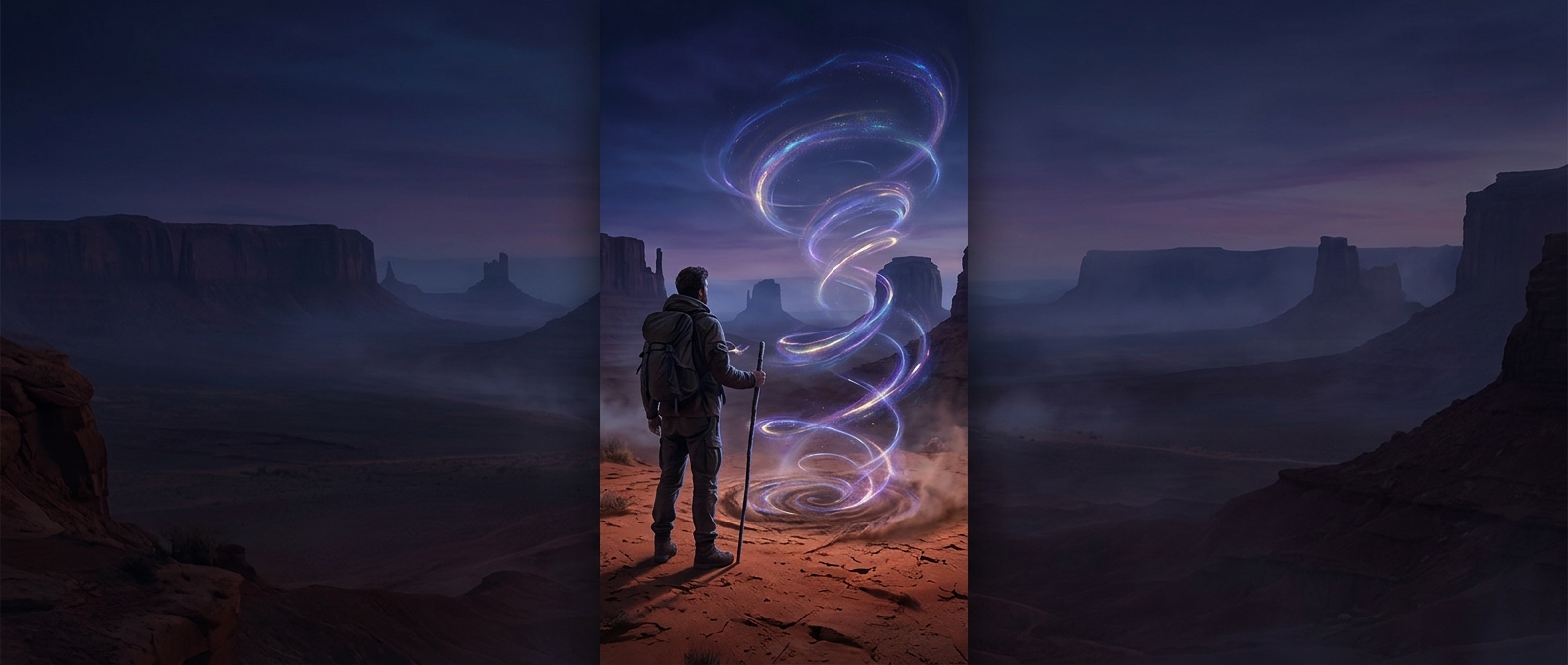 Arizona dirt swirls possess swirling energetic fields