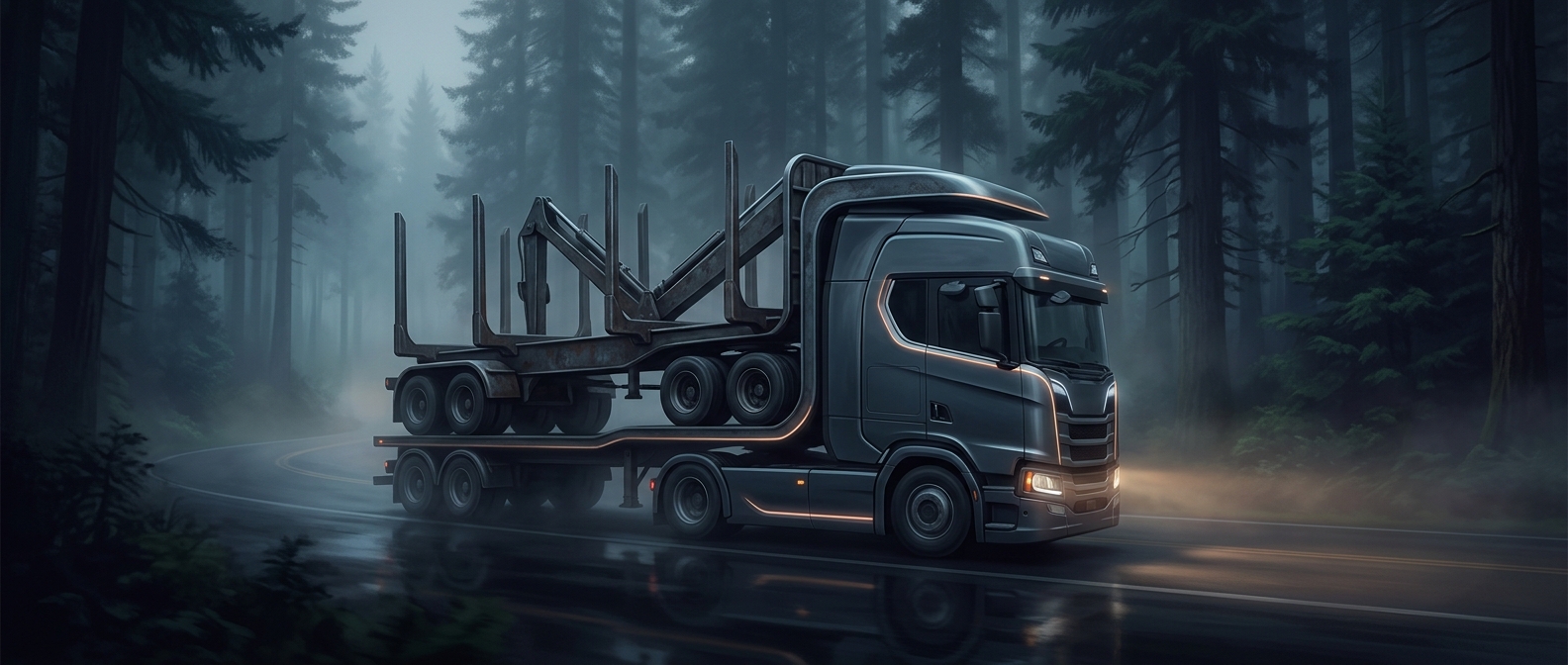 Why some logging trucks wear their wheels like backpacks