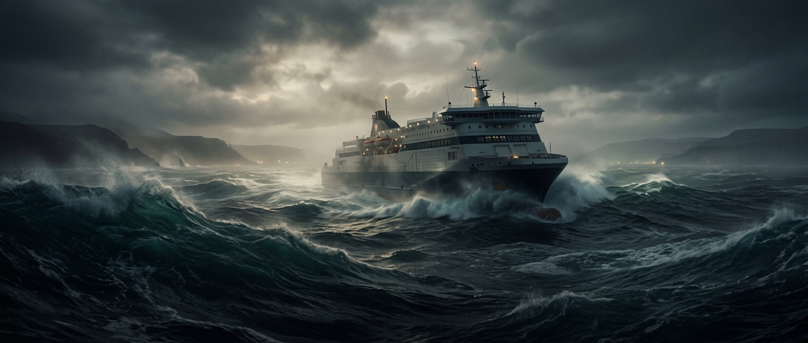 Irish Sea ferries transport passengers through rough waves