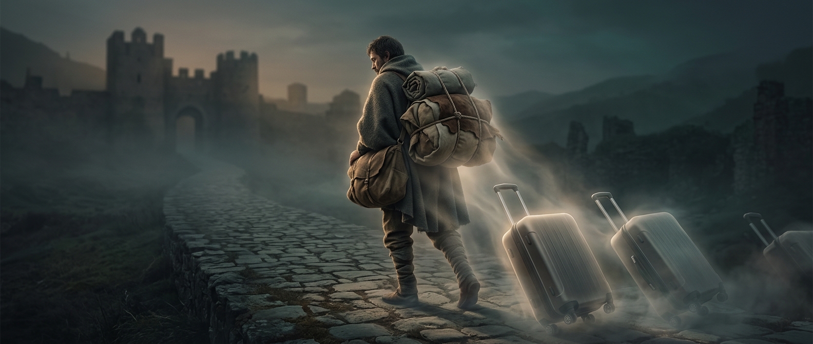 Baggage is an ancient term for tied bundles