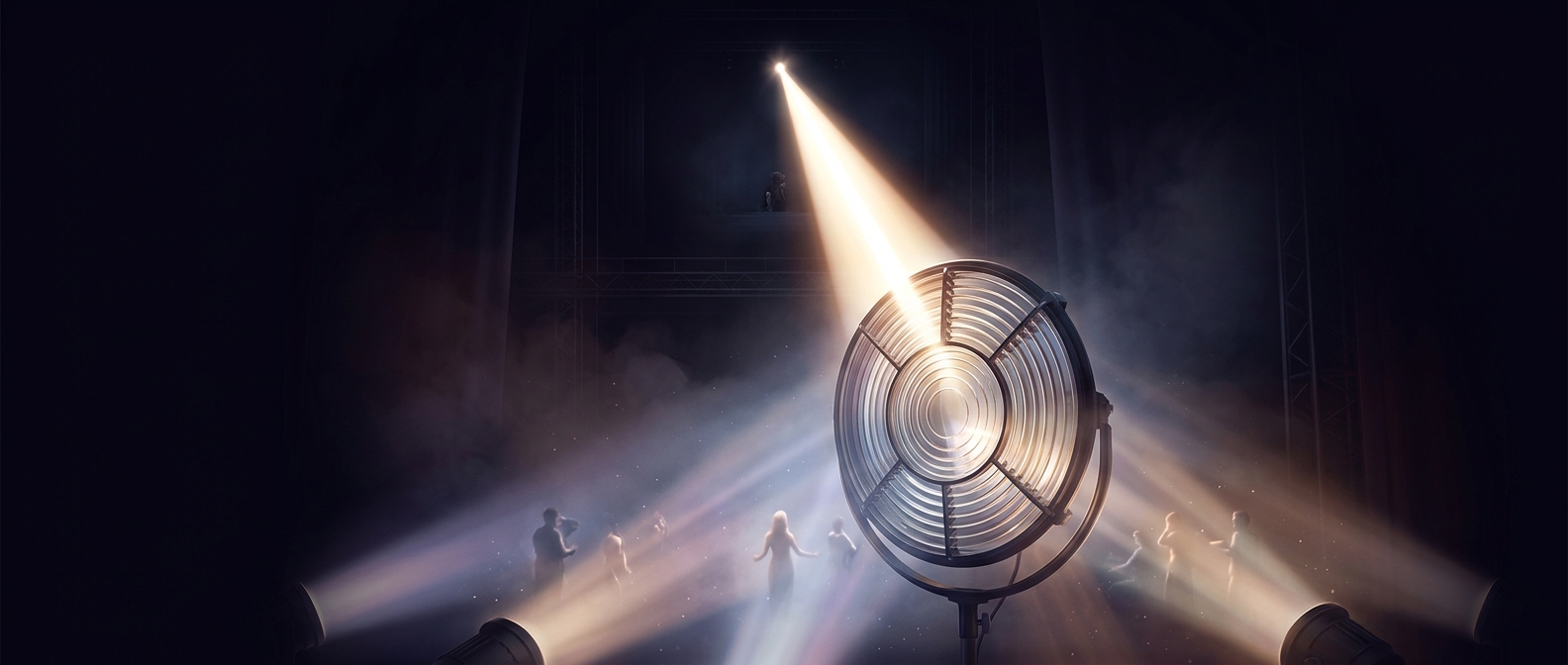 Fresnel lenses condense stage lights into intense beams