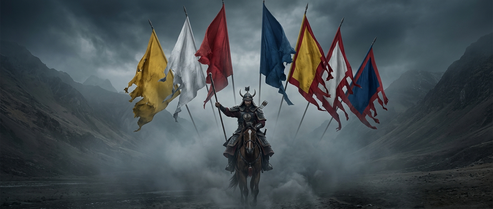Nurhaci structured the entire Qing dynasty military identity around eight exclusive colored flags