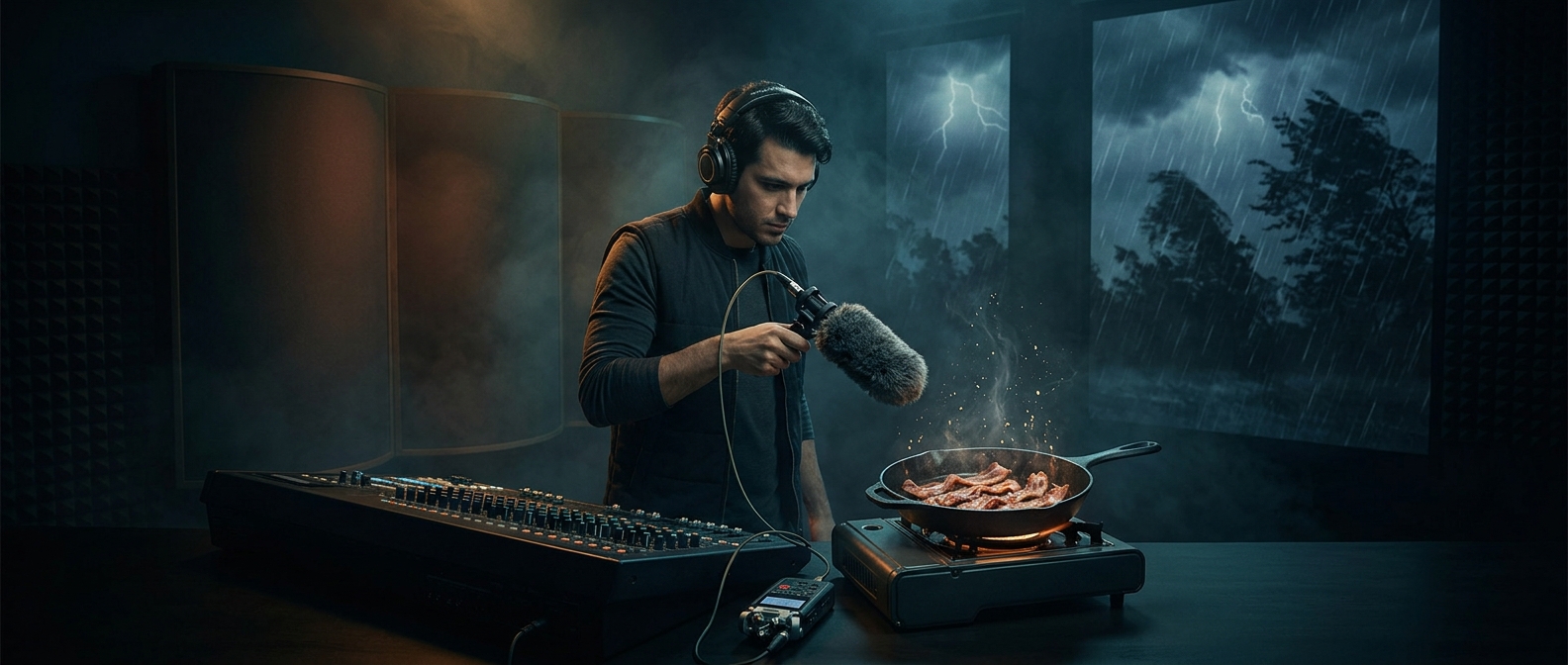 The sound of rain might be frying bacon