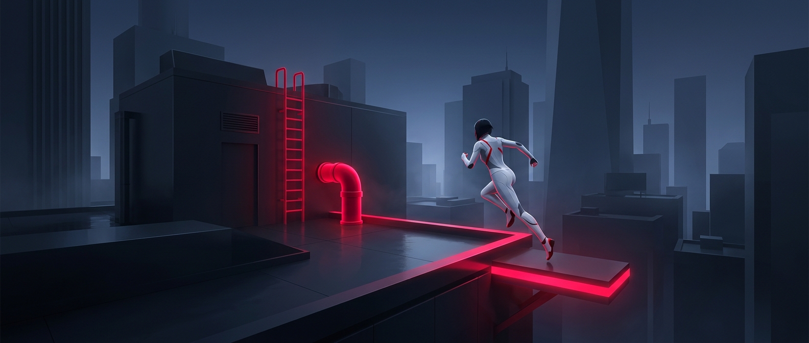 Mirror's Edge выделяет пути ярко-неоновым красным цветом