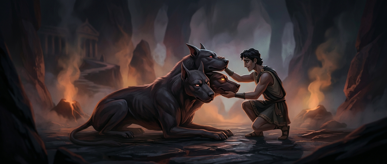 Hades lets you endlessly pet a three-headed hellhound