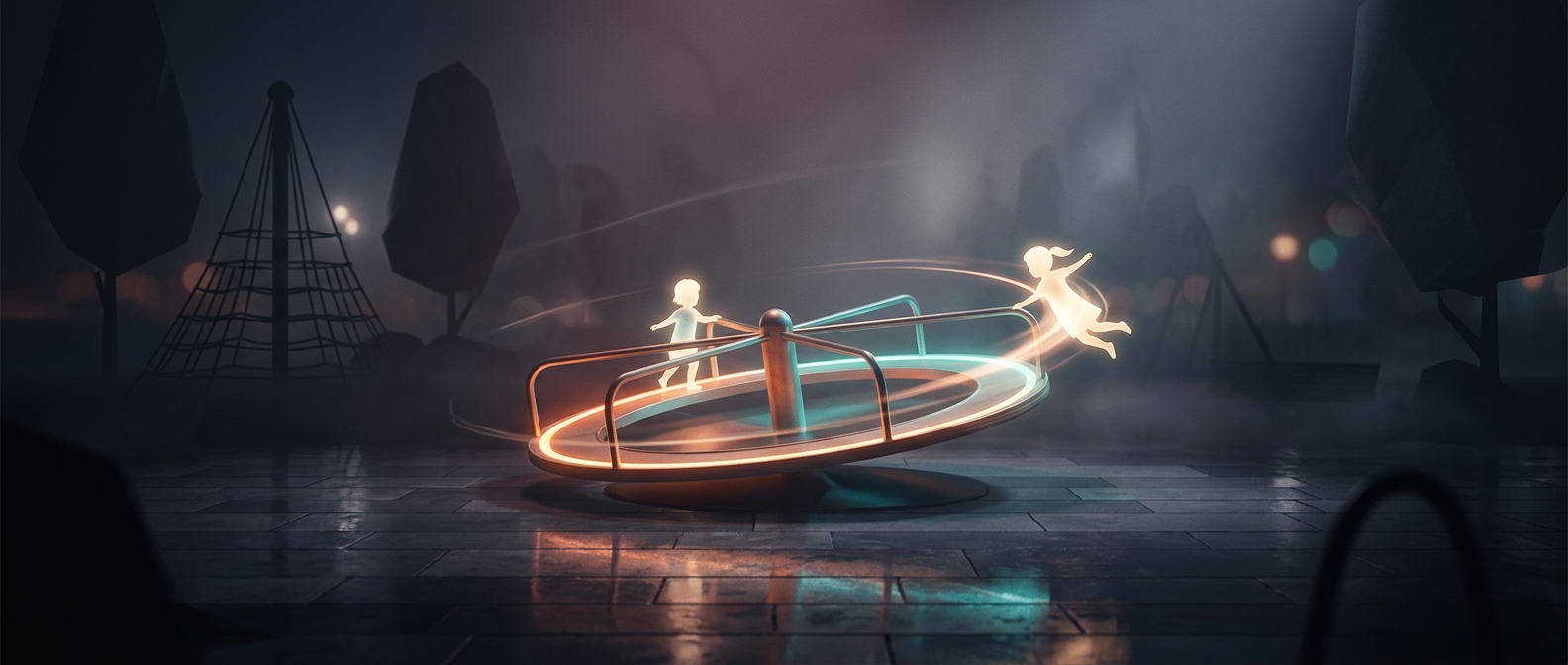 Centrifugal force dictates roundabout spinning speeds
