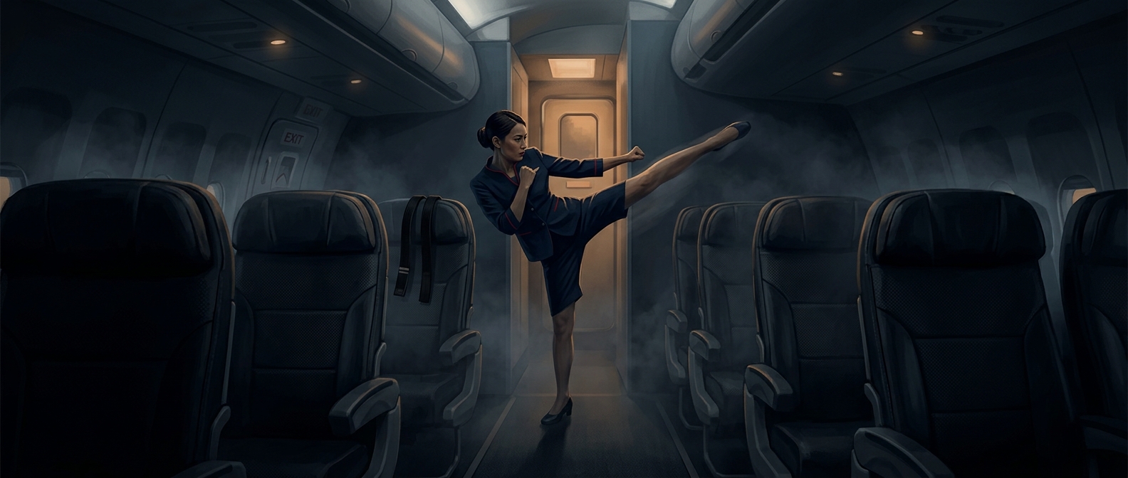 Flight attendants learn to restrain passengers
