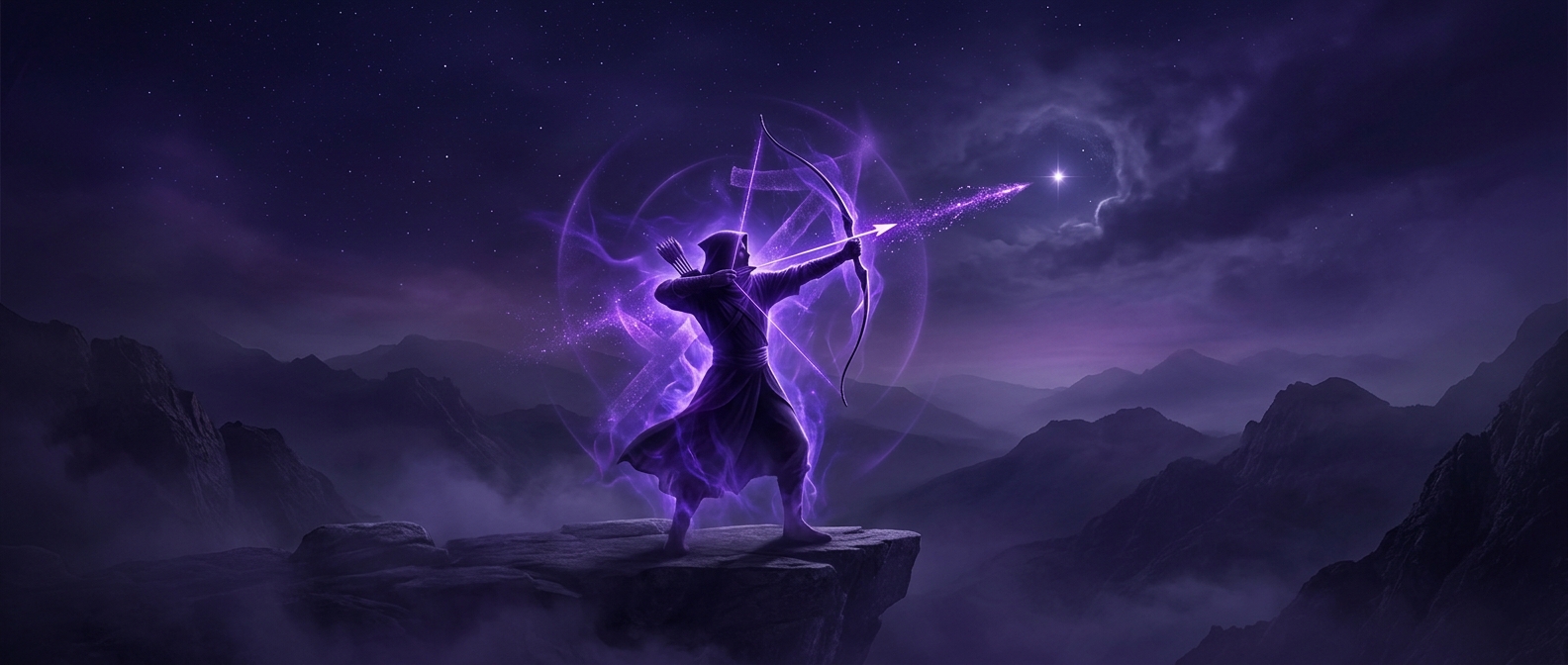 Sagittarius energy vibrates with deep purple hues
