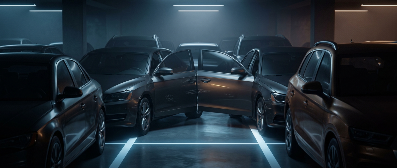 Narrow parking lot lines guarantee constant door dings