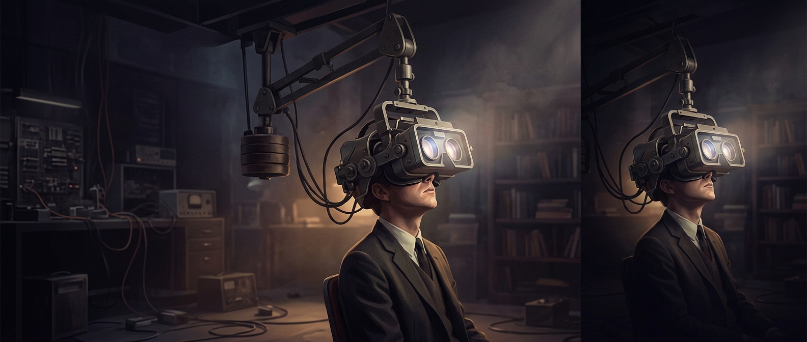 The first VR headset had to be hung from the ceiling